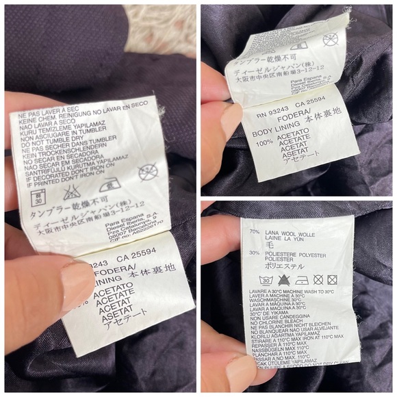 DIESEL Y2K Diesel Wool Military Style Jacket Deep Eggplant Purple Sz M - Picture 16 of 16